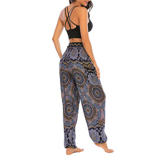 Buddha Gift Boho Loose Round Geometric Pattern Harem Trousers Women's Yoga Pants
