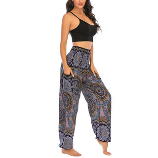 Buddha Gift Boho Loose Round Geometric Pattern Harem Trousers Women's Yoga Pants