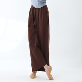 Buddha Gift Loose Cotton Drawstring Wide Leg Pants For Yoga Dance With Pockets
