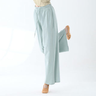 Buddha Gift Loose Cotton Drawstring Wide Leg Pants For Yoga Dance With Pockets