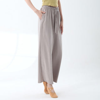 Buddha Gift Loose Cotton Drawstring Wide Leg Pants For Yoga Dance With Pockets