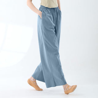 Buddha Gift Loose Cotton Drawstring Wide Leg Pants For Yoga Dance With Pockets