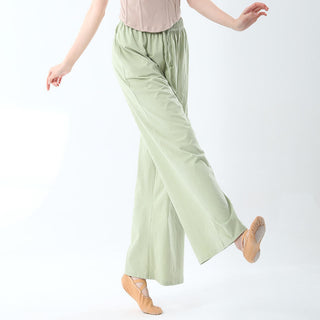 Buddha Gift Loose Cotton Drawstring Wide Leg Pants For Yoga Dance With Pockets