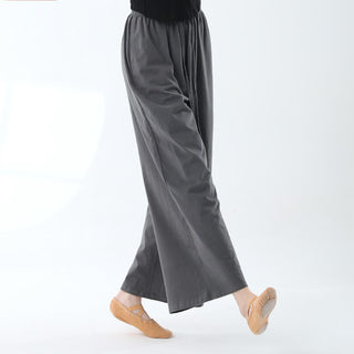 Buddha Gift Loose Cotton Drawstring Wide Leg Pants For Yoga Dance With Pockets