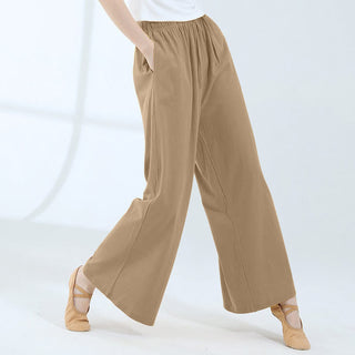 Buddha Gift Loose Cotton Drawstring Wide Leg Pants For Yoga Dance With Pockets