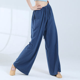 Buddha Gift Loose Cotton Drawstring Wide Leg Pants For Yoga Dance With Pockets