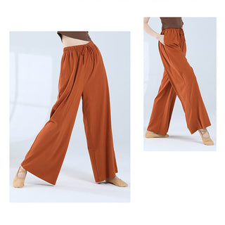 Buddha Gift Loose Cotton Drawstring Wide Leg Pants For Yoga Dance With Pockets