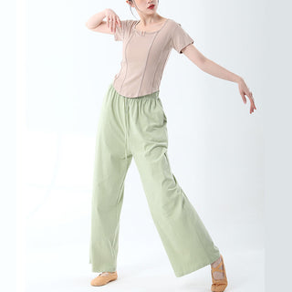Buddha Gift Loose Cotton Drawstring Wide Leg Pants For Yoga Dance With Pockets