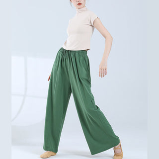 Buddha Gift Loose Cotton Drawstring Wide Leg Pants For Yoga Dance With Pockets