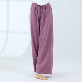Buddha Gift Loose Cotton Drawstring Wide Leg Pants For Yoga Dance With Pockets