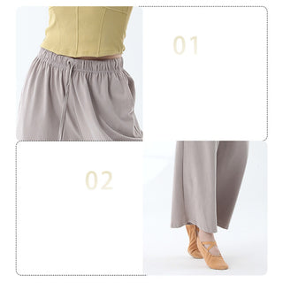 Buddha Gift Loose Cotton Drawstring Wide Leg Pants For Yoga Dance With Pockets