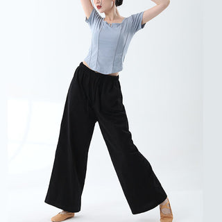 Buddha Gift Loose Cotton Drawstring Wide Leg Pants For Yoga Dance With Pockets