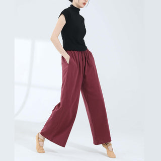 Buddha Gift Loose Cotton Drawstring Wide Leg Pants For Yoga Dance With Pockets