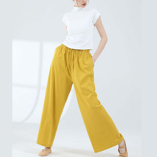 Buddha Gift Loose Cotton Drawstring Wide Leg Pants For Yoga Dance With Pockets