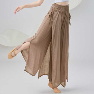 Buddha Gift Solid Color Loose Cotton Linen Wide Leg Pants For Yoga Classical Dance