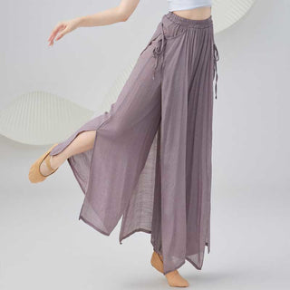 Buddha Gift Solid Color Loose Cotton Linen Wide Leg Pants For Yoga Classical Dance