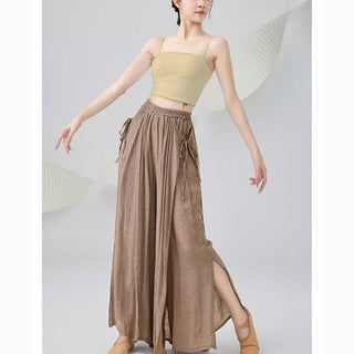 Buddha Gift Solid Color Loose Cotton Linen Wide Leg Pants For Yoga Classical Dance