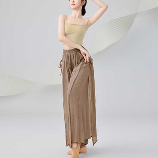 Buddha Gift Solid Color Loose Cotton Linen Wide Leg Pants For Yoga Classical Dance