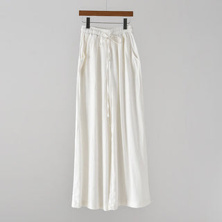 Buddha Gift Loose Cotton Linen Drawstring Wide Leg Pants With Pockets
