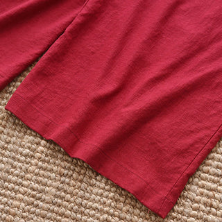 Buddha Gift Loose Cotton Linen Drawstring Wide Leg Pants With Pockets