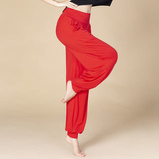 Buddha Gift Solid Color Modal Yoga Dance High Waist Harem Pants With Pockets