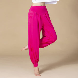 Buddha Gift Solid Color Modal Yoga Dance High Waist Harem Pants With Pockets
