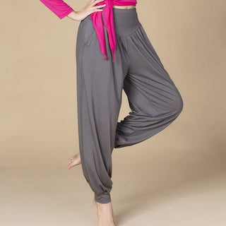 Buddha Gift Solid Color Modal Yoga Dance High Waist Harem Pants With Pockets