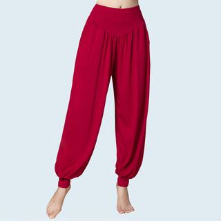 Buddha Gift Solid Color Modal Yoga Dance High Waist Harem Pants With Pockets
