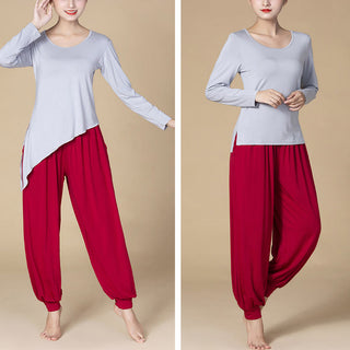 Buddha Gift Solid Color Modal Yoga Dance High Waist Harem Pants With Pockets