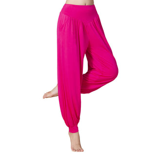 Buddha Gift Solid Color Modal Yoga Dance High Waist Harem Pants With Pockets