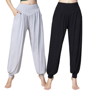 Buddha Gift Solid Color Modal Yoga Dance High Waist Harem Pants With Pockets
