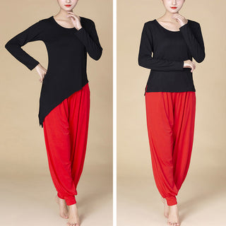 Buddha Gift Solid Color Modal Yoga Dance High Waist Harem Pants With Pockets