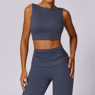 Buddha Gift Sleeveless Backless Strap Tank Top Bra Flared Pants Sports Fitness Yoga