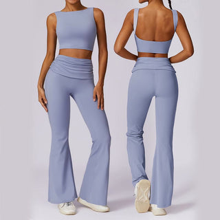 Buddha Gift Sleeveless Backless Strap Tank Top Bra Flared Pants Sports Fitness Yoga