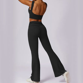 Buddha Gift Sleeveless Backless Strap Tank Top Bra Flared Pants Sports Fitness Yoga