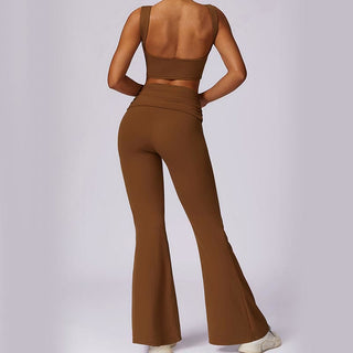 Buddha Gift Sleeveless Backless Strap Tank Top Bra Flared Pants Sports Fitness Yoga