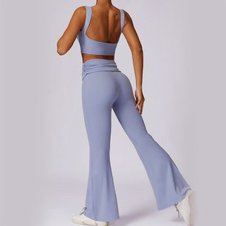 Buddha Gift Sleeveless Backless Strap Tank Top Bra Flared Pants Sports Fitness Yoga