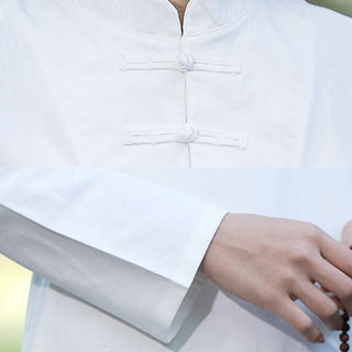 Buddha Gift 2Pcs Half Sleeve Shirt Top Pants Meditation Zen Tai Chi Cotton Linen Clothing Women's Set