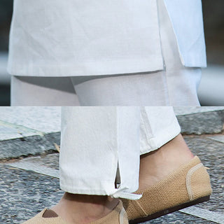 Buddha Gift 2Pcs Half Sleeve Shirt Top Pants Meditation Zen Tai Chi Cotton Linen Clothing Women's Set