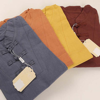 Buddha Gift 2Pcs Women's Short Sleeve Shirt Top T-Shirt Pants Meditation Zen Tai Chi Cotton Linen Clothing Set