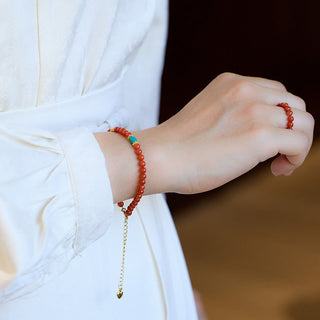 Buddha Gift 925 Sterling Silver Plated Gold Natural Red Agate Turquoise Confidence Bracelet Necklace Pendant Ring Set