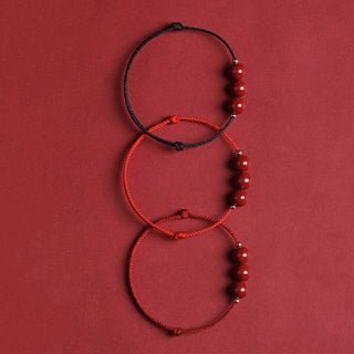 Buddha Gift Natural Lucky Cinnabar Bead Blessing String Bracelet Anklet