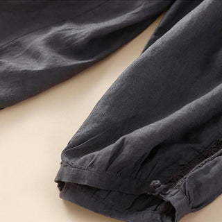 Buddha Gift Solid Color Flower Loose Drawstring Harem Pants With Pockets