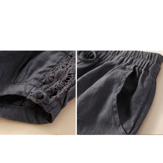 Buddha Gift Solid Color Flower Loose Drawstring Harem Pants With Pockets