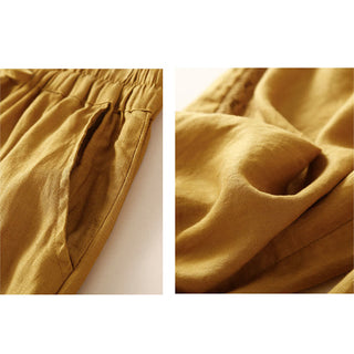 Buddha Gift Solid Color Flower Loose Drawstring Harem Pants With Pockets