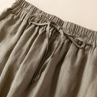 Buddha Gift Solid Color Flower Loose Drawstring Harem Pants With Pockets