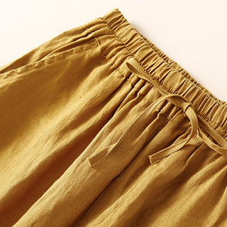 Buddha Gift Solid Color Flower Loose Drawstring Harem Pants With Pockets