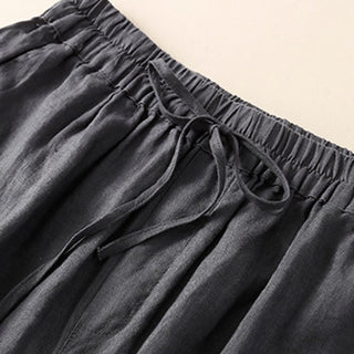 Buddha Gift Solid Color Flower Loose Drawstring Harem Pants With Pockets