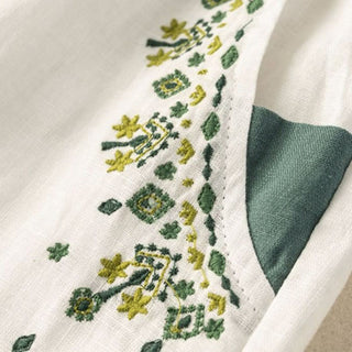 Buddha Gift Vintage Embroidery Elastic Waist Capri Harem Pants With Pockets