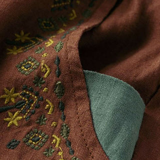 Buddha Gift Vintage Embroidery Elastic Waist Capri Harem Pants With Pockets